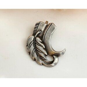 Antiqued Leaf Foliage Shaped Teeny Sterling Silver 925 Vintage Pendant | Charm